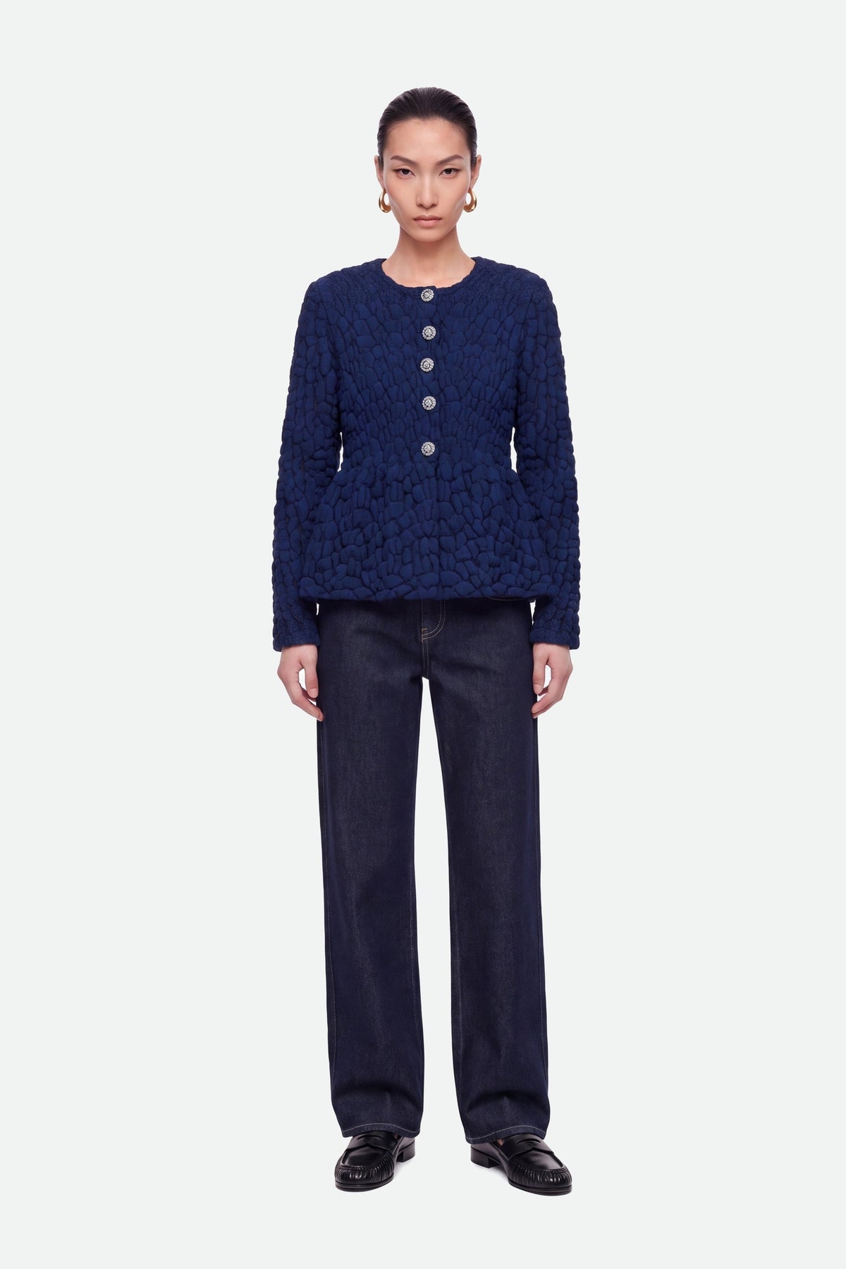 Textured Knit Peplum Cardigan