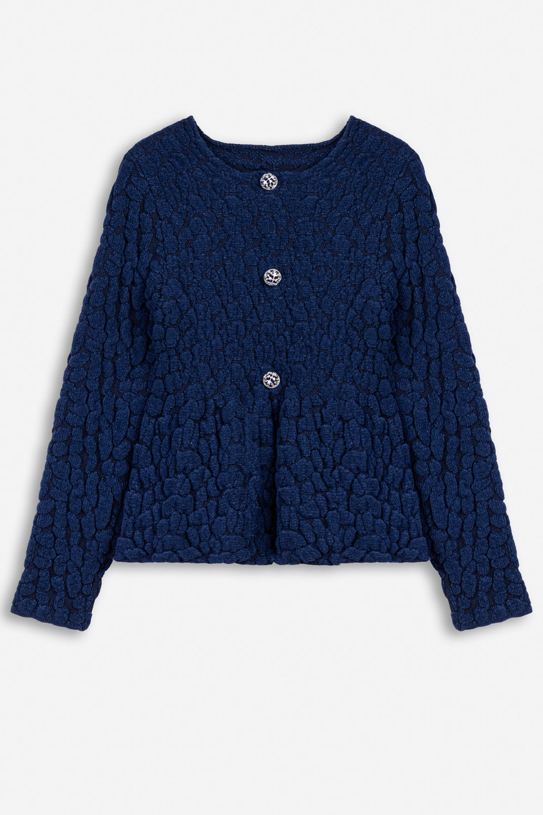 Textured Knit Peplum Cardigan