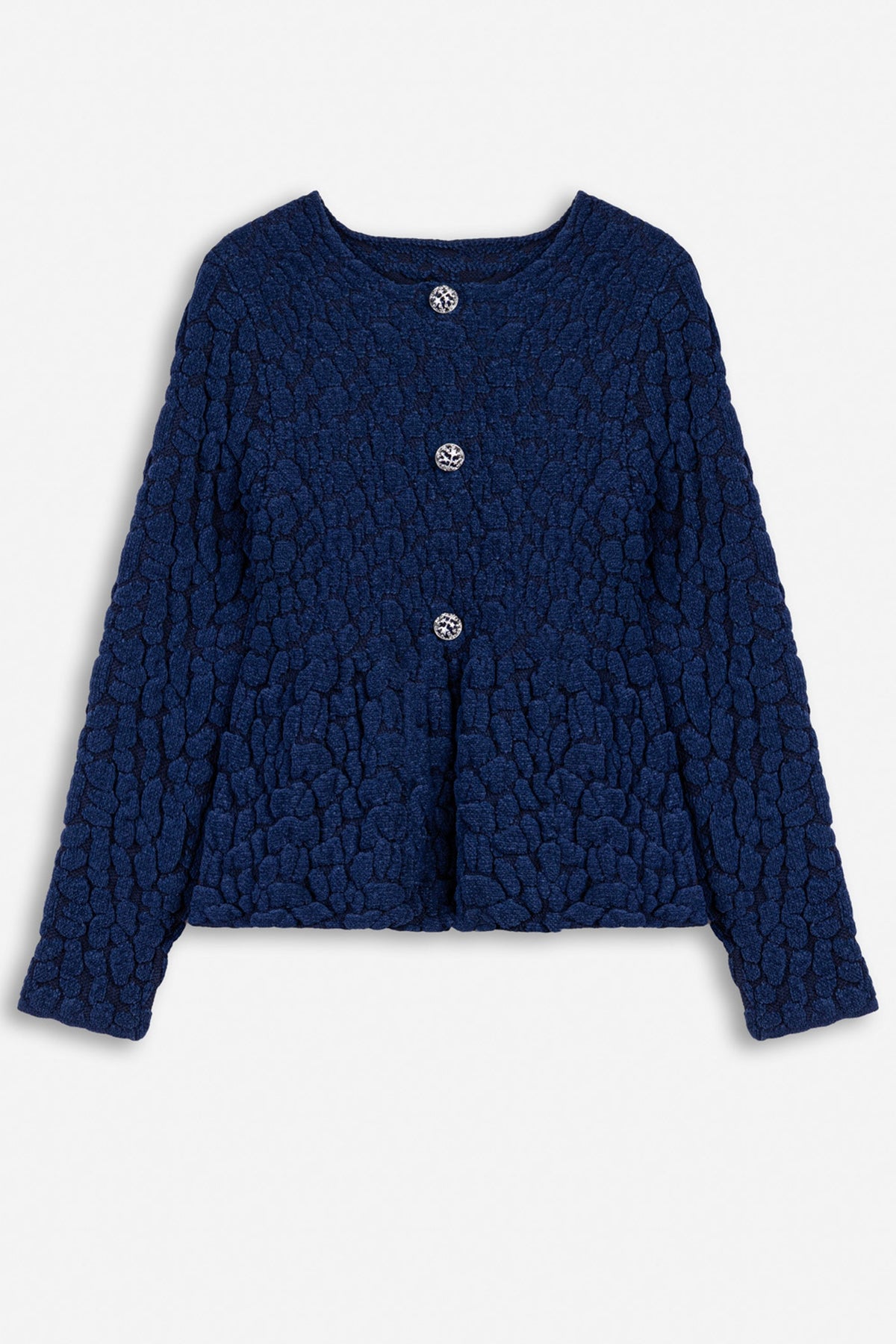 Textured Knit Peplum Cardigan