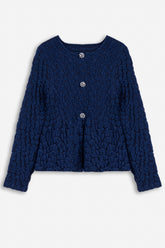 Textured Knit Peplum Cardigan