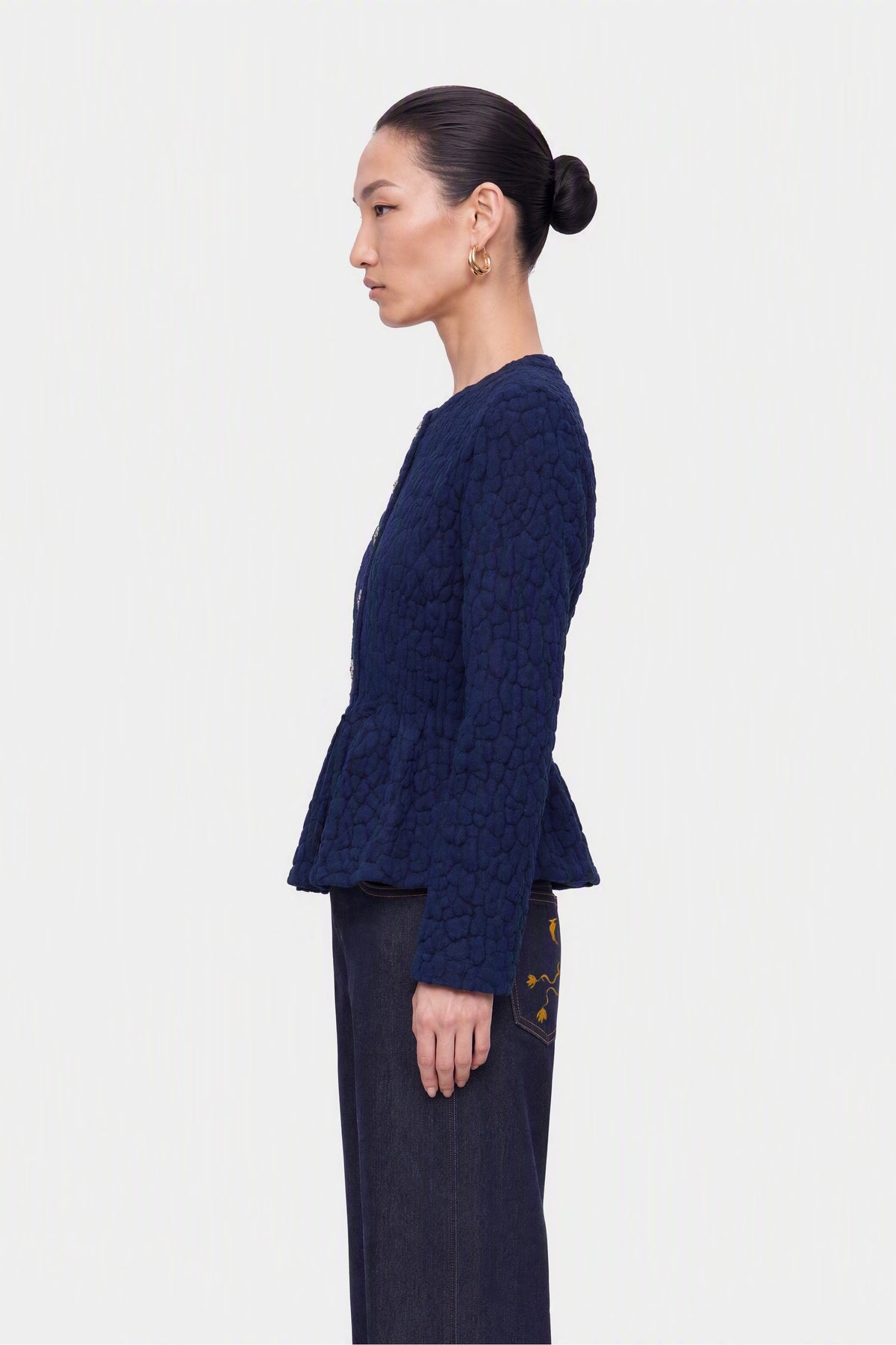 Textured Knit Peplum Cardigan