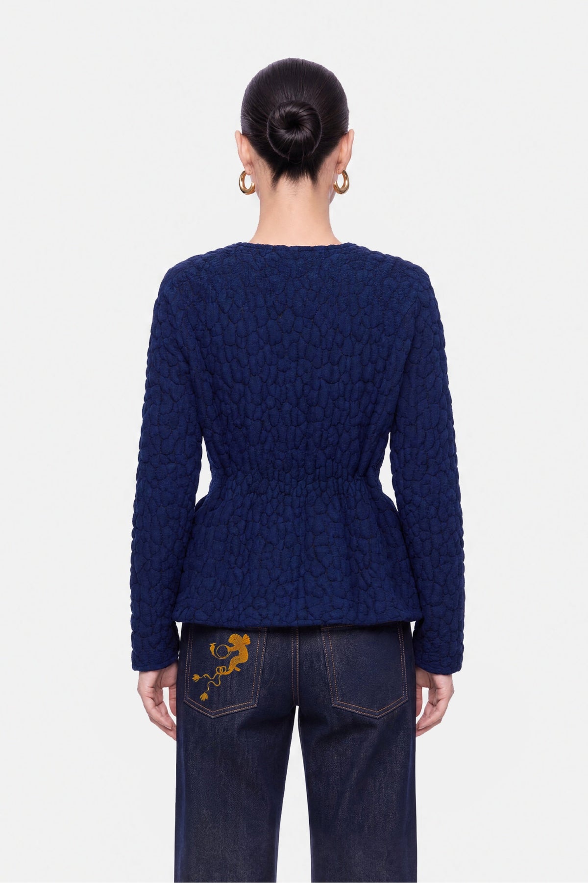 Textured Knit Peplum Cardigan