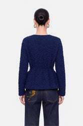 Textured Knit Peplum Cardigan