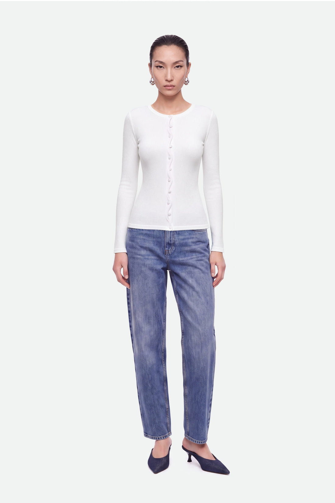 Wave Placket Knit Cardigan