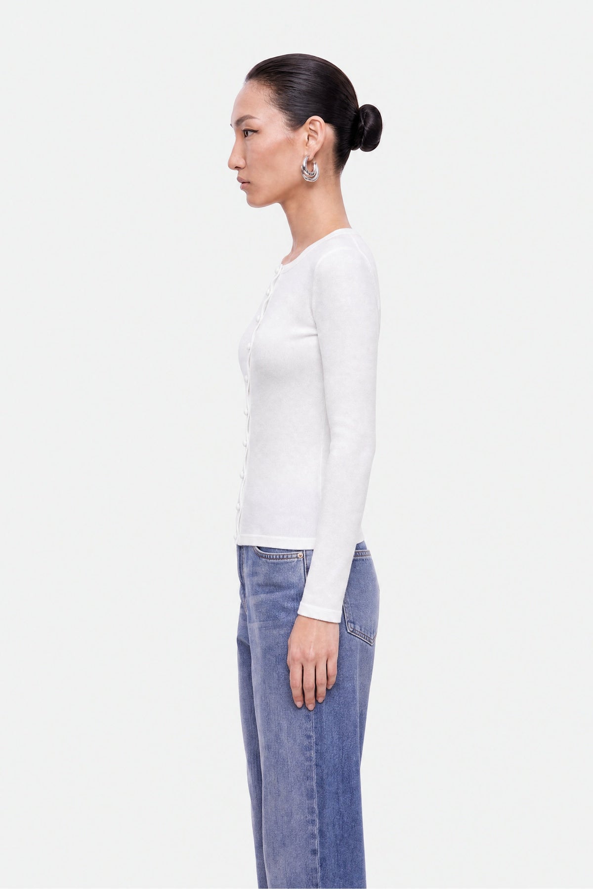 Wave Placket Knit Cardigan