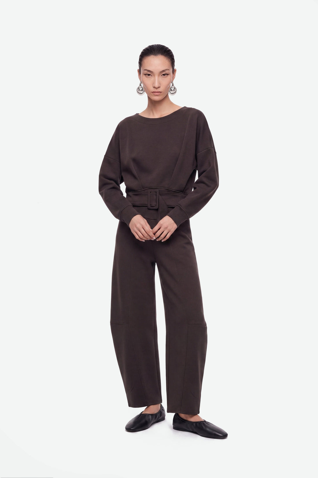 Belted Drop Shoulder Sweatshirt