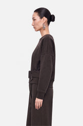 Belted Drop Shoulder Sweatshirt
