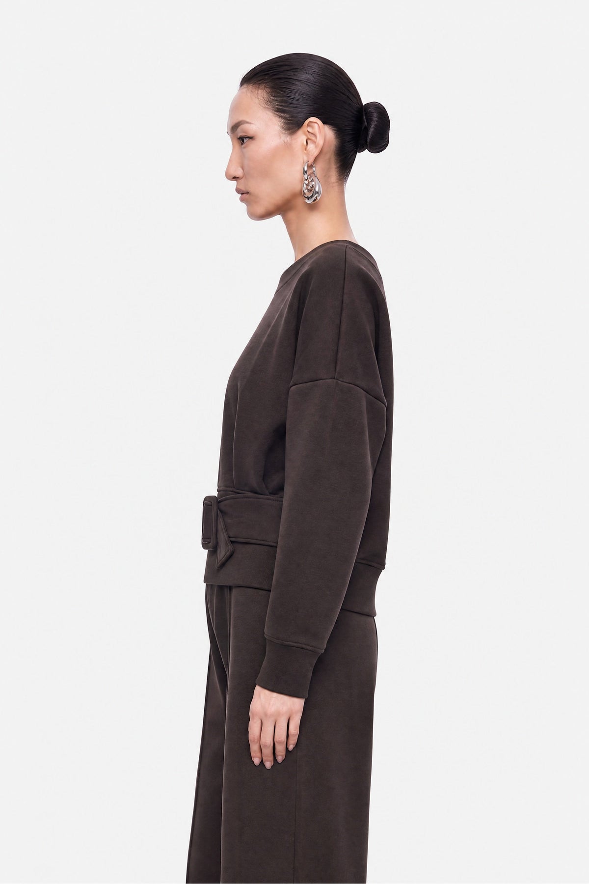 Belted Drop Shoulder Sweatshirt