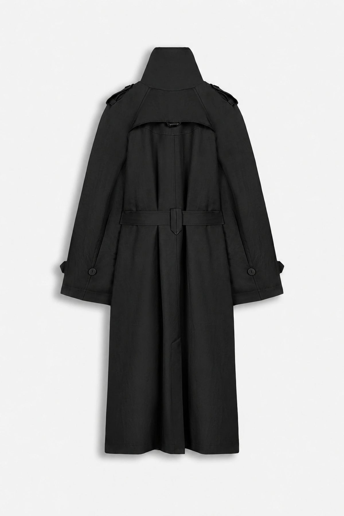 Belted Funnel Neck Trench Coat