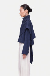 Shawl Detail Stand Collar Trench Coat