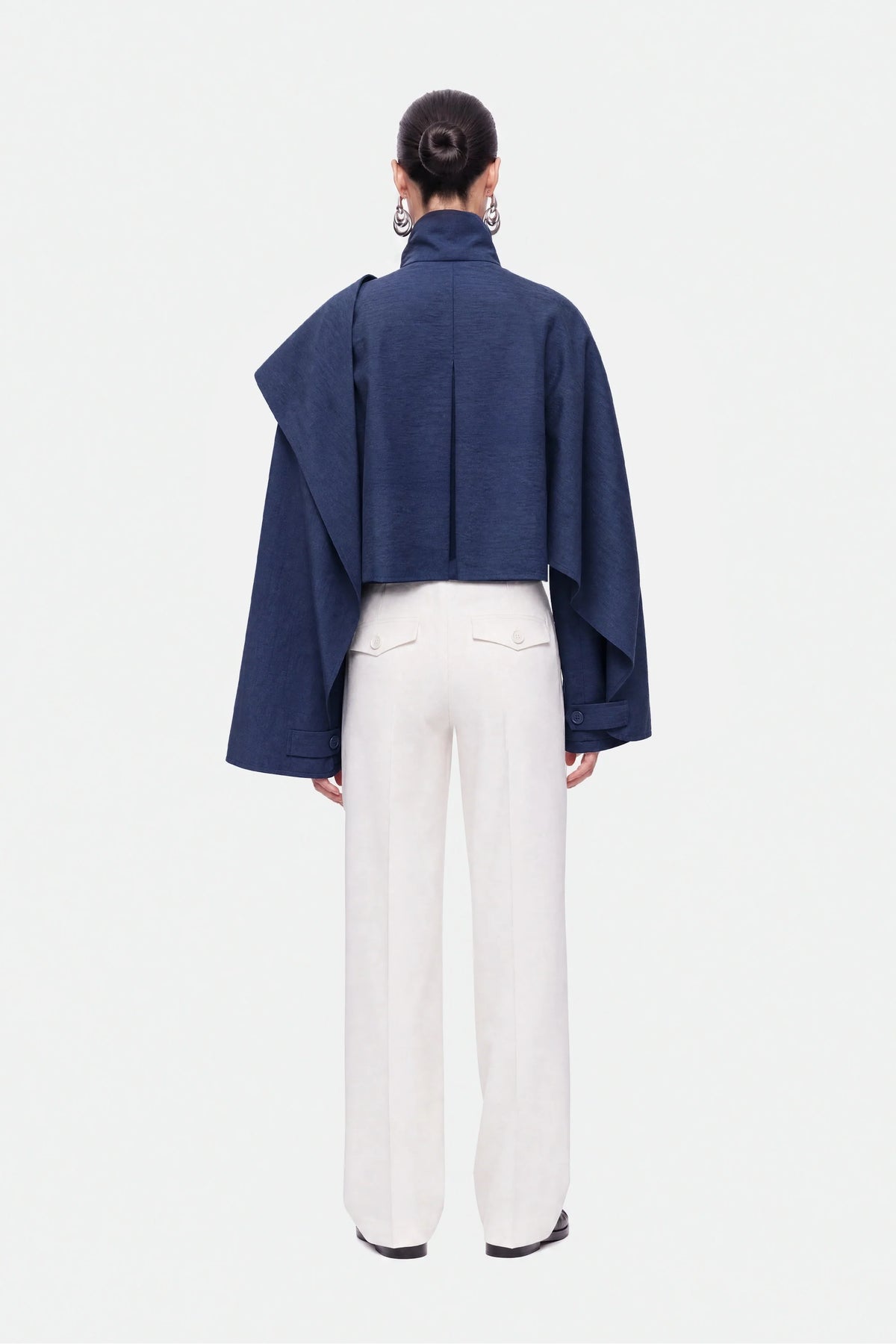 Shawl Detail Stand Collar Trench Coat