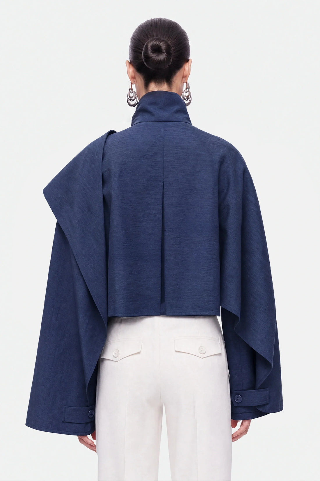 Shawl Detail Stand Collar Trench Coat