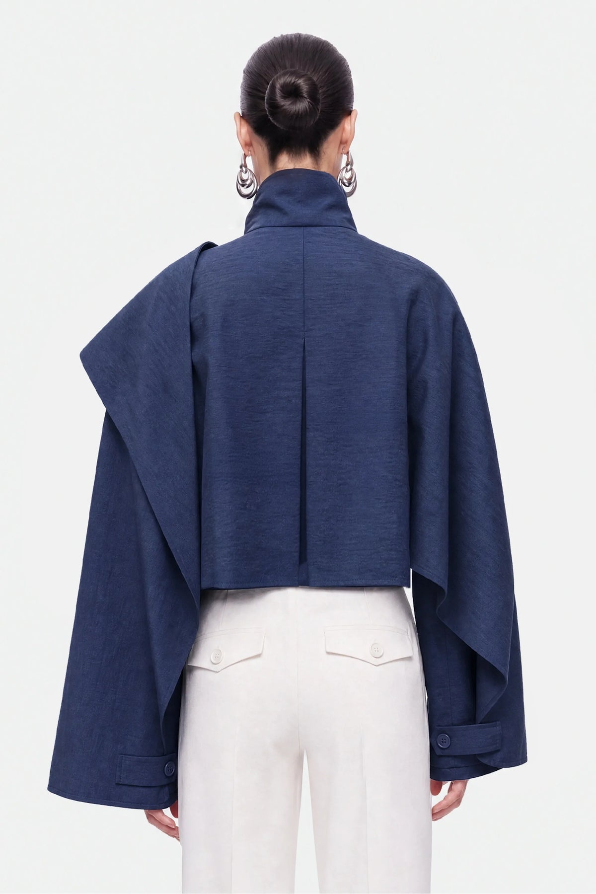 Shawl Detail Stand Collar Trench Coat