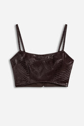 String Strap Croc Effect Crop Top