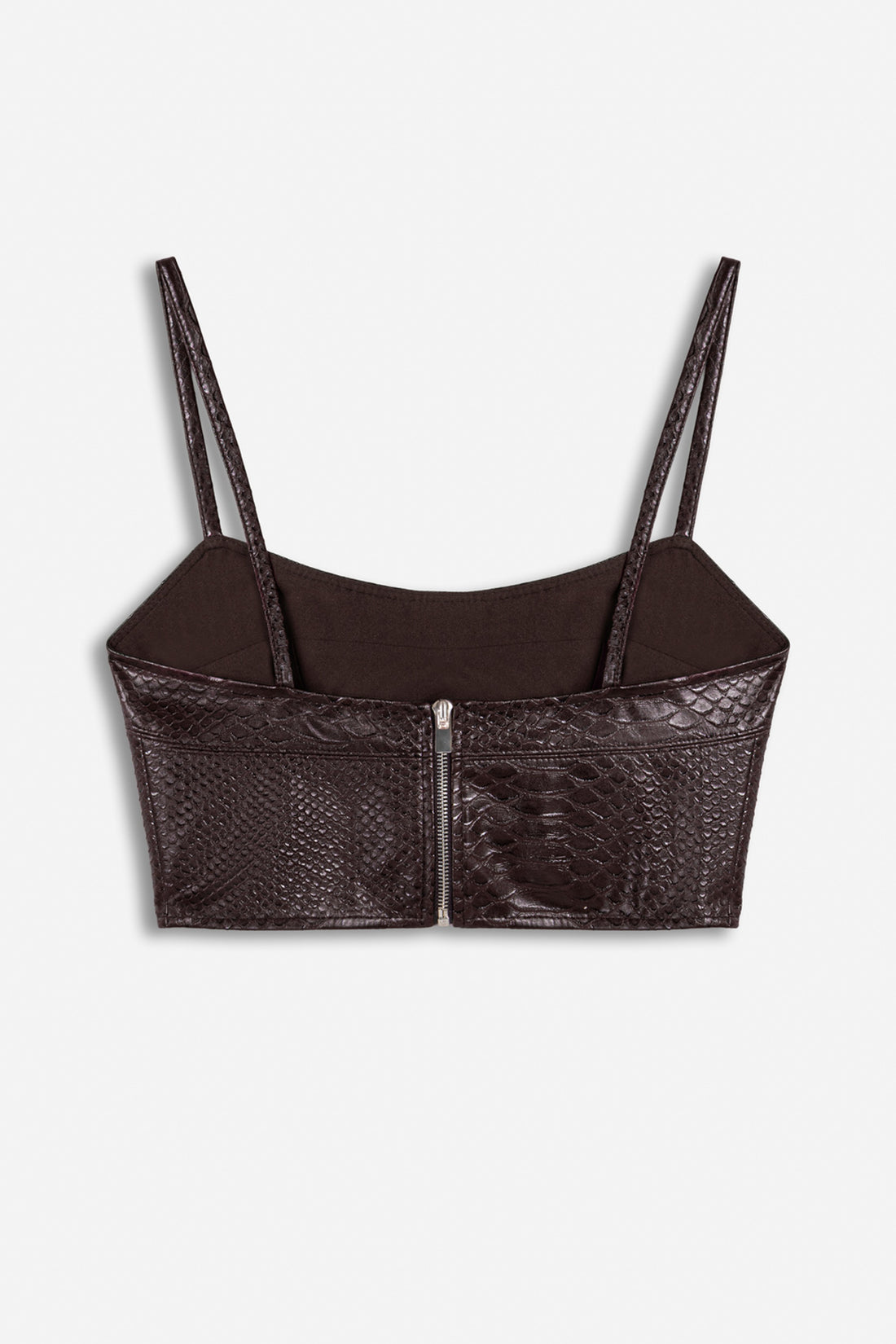 String Strap Croc Effect Crop Top