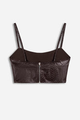 String Strap Croc Effect Crop Top