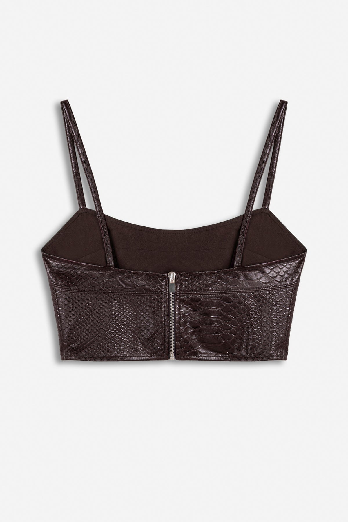 String Strap Croc Effect Crop Top