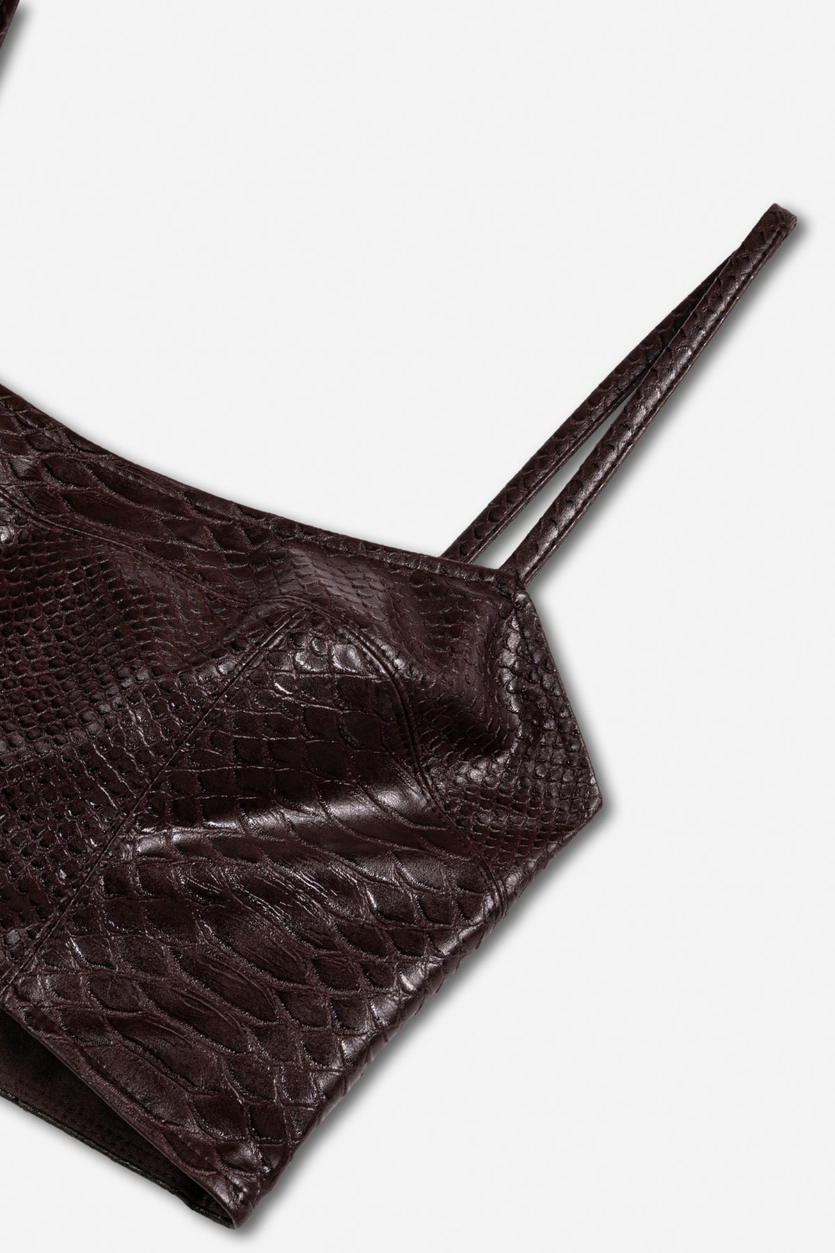 String Strap Croc Effect Crop Top