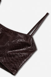 String Strap Croc Effect Crop Top