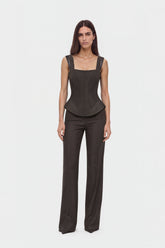 Croc Trim Corset Peplum Bustier