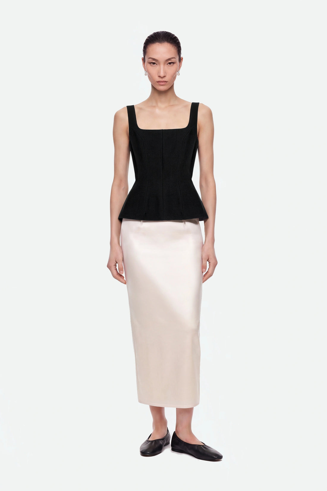 Boned Square-Neck Peplum Bustier Top