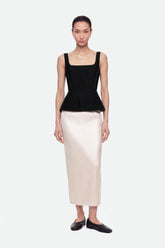 Boned Square-Neck Peplum Bustier Top