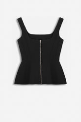 Boned Square-Neck Peplum Bustier Top