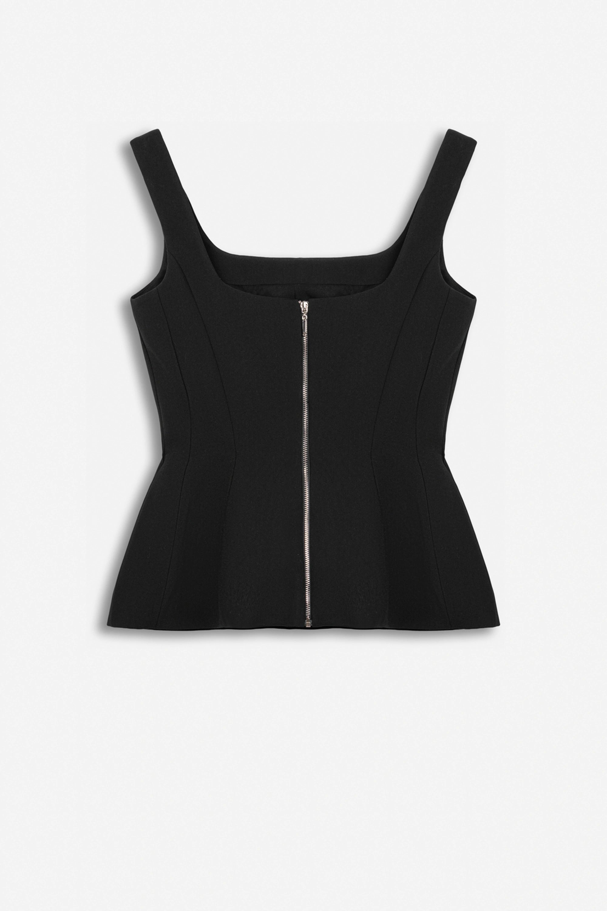Boned Square-Neck Peplum Bustier Top