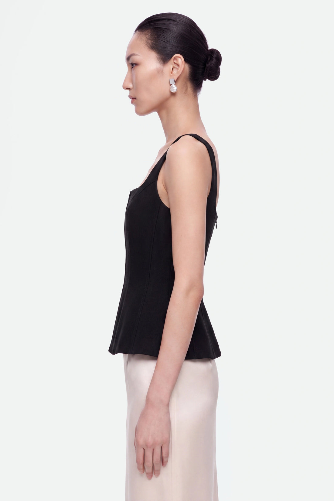 Boned Square-Neck Peplum Bustier Top