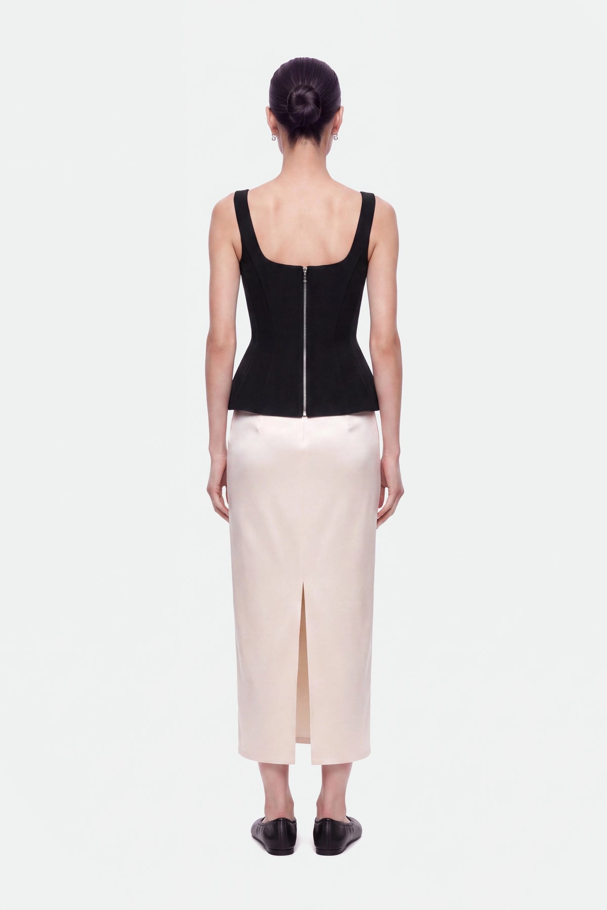 Boned Square-Neck Peplum Bustier Top