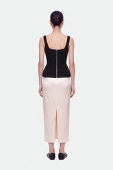 Boned Square-Neck Peplum Bustier Top