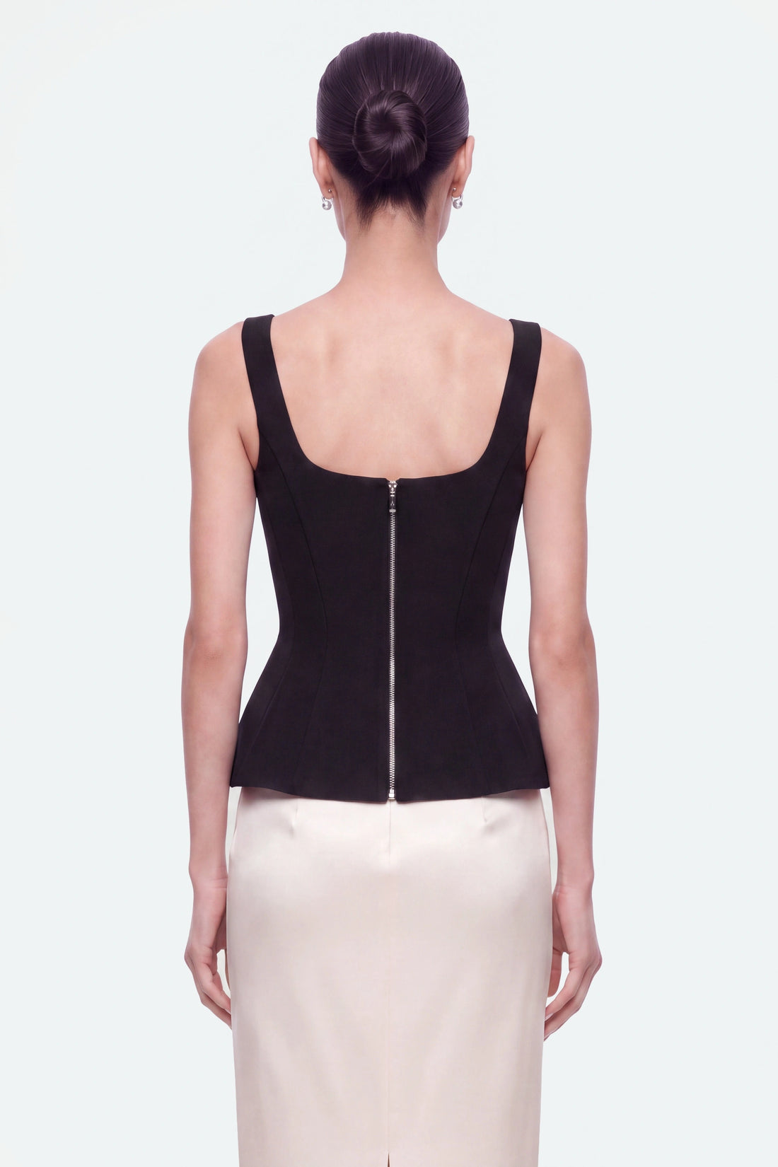 Boned Square-Neck Peplum Bustier Top