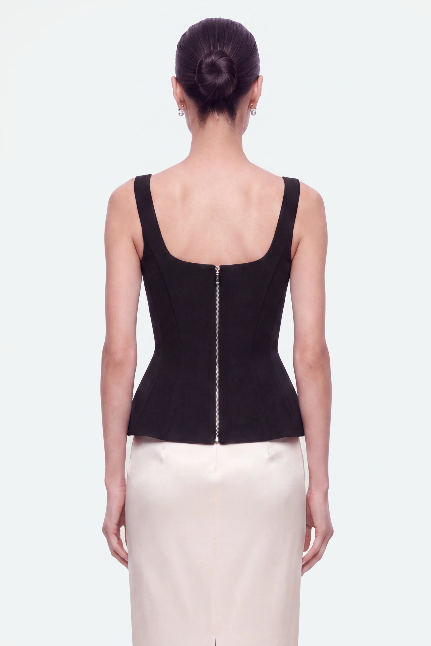 Boned Square-Neck Peplum Bustier Top