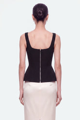 Boned Square-Neck Peplum Bustier Top