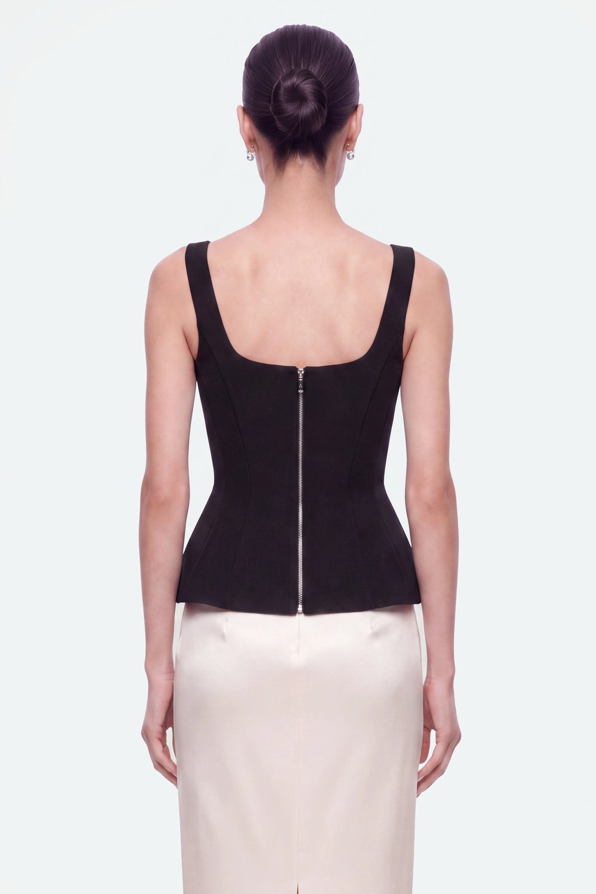 Boned Square-Neck Peplum Bustier Top