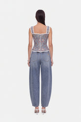 Printed Piped Bustier Top