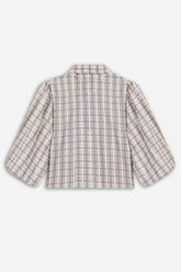 Checked Tie Neck Cropped Shirt