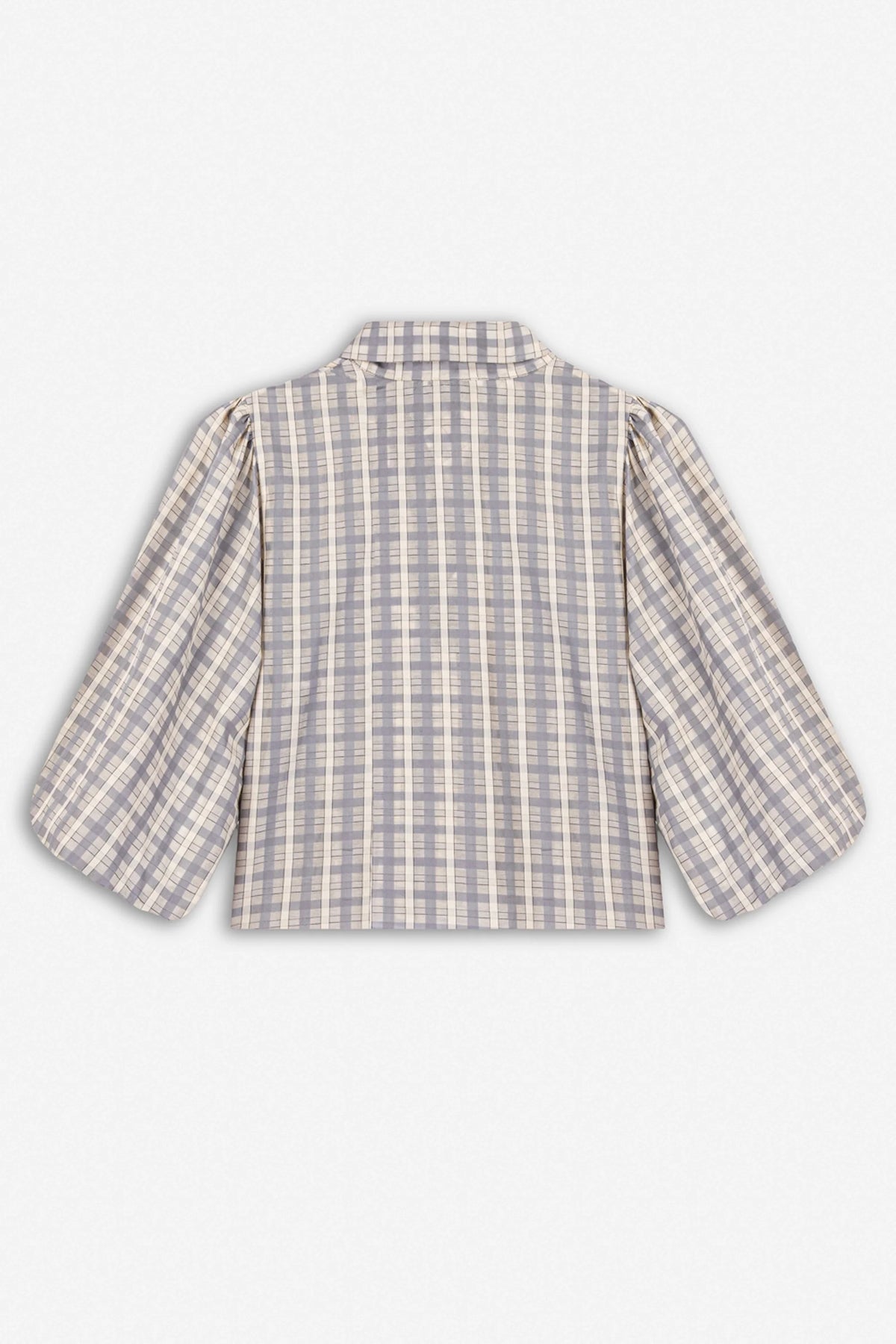 Checked Tie Neck Cropped Shirt