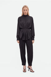 Tie Detail Stand Collar Shirt