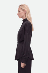 Tie Detail Stand Collar Shirt