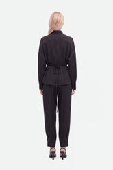 Tie Detail Stand Collar Shirt