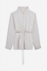 Tie Detail Stand Collar Shirt