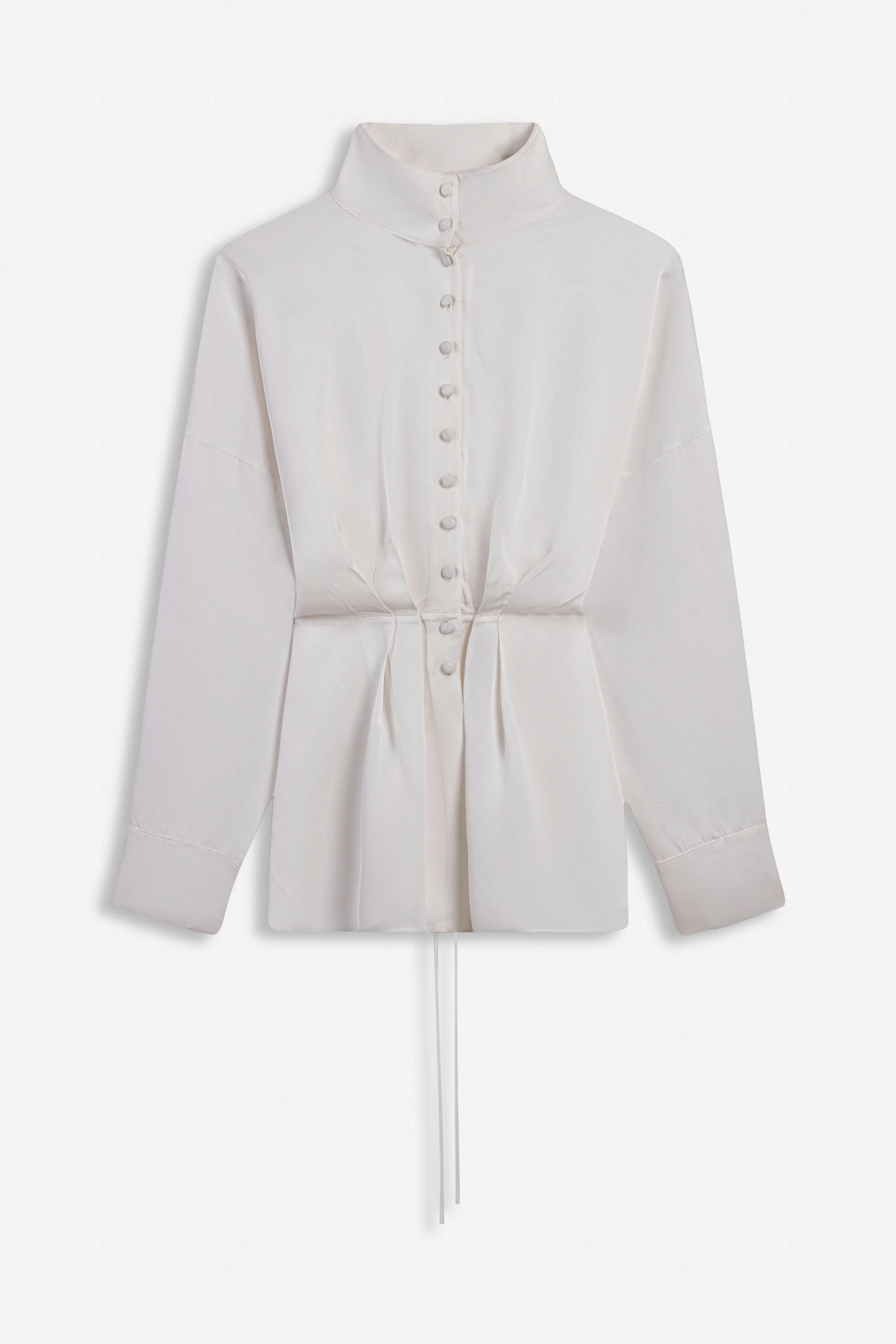 Tie Detail Stand Collar Shirt