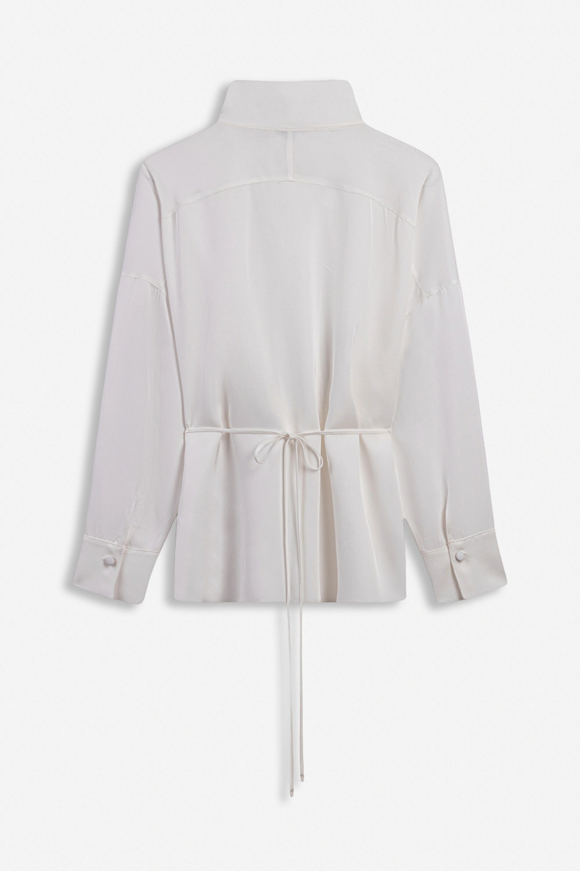 Tie Detail Stand Collar Shirt