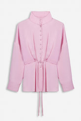 Tie Detail Stand Collar Shirt
