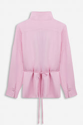 Tie Detail Stand Collar Shirt