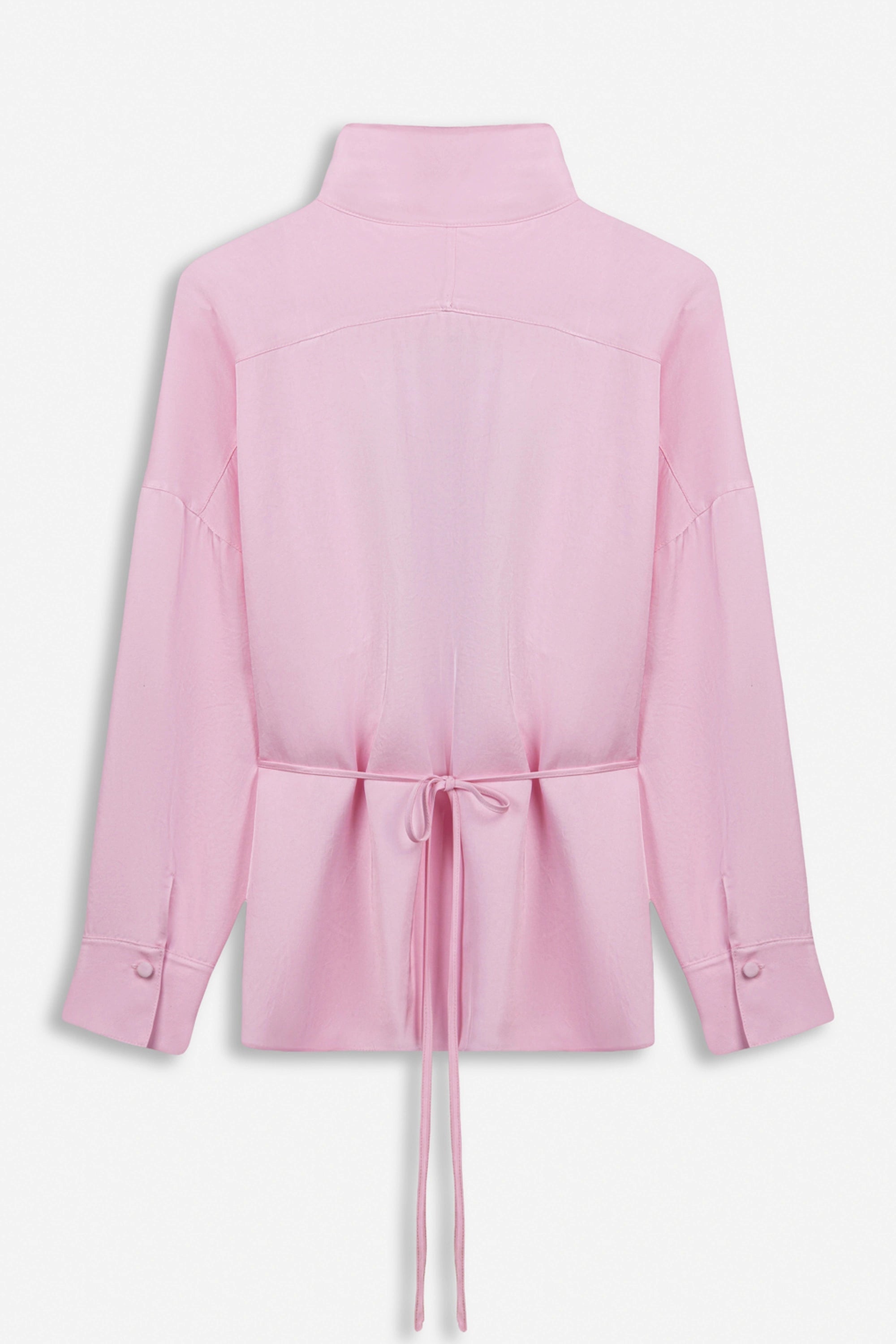 Tie Detail Stand Collar Shirt