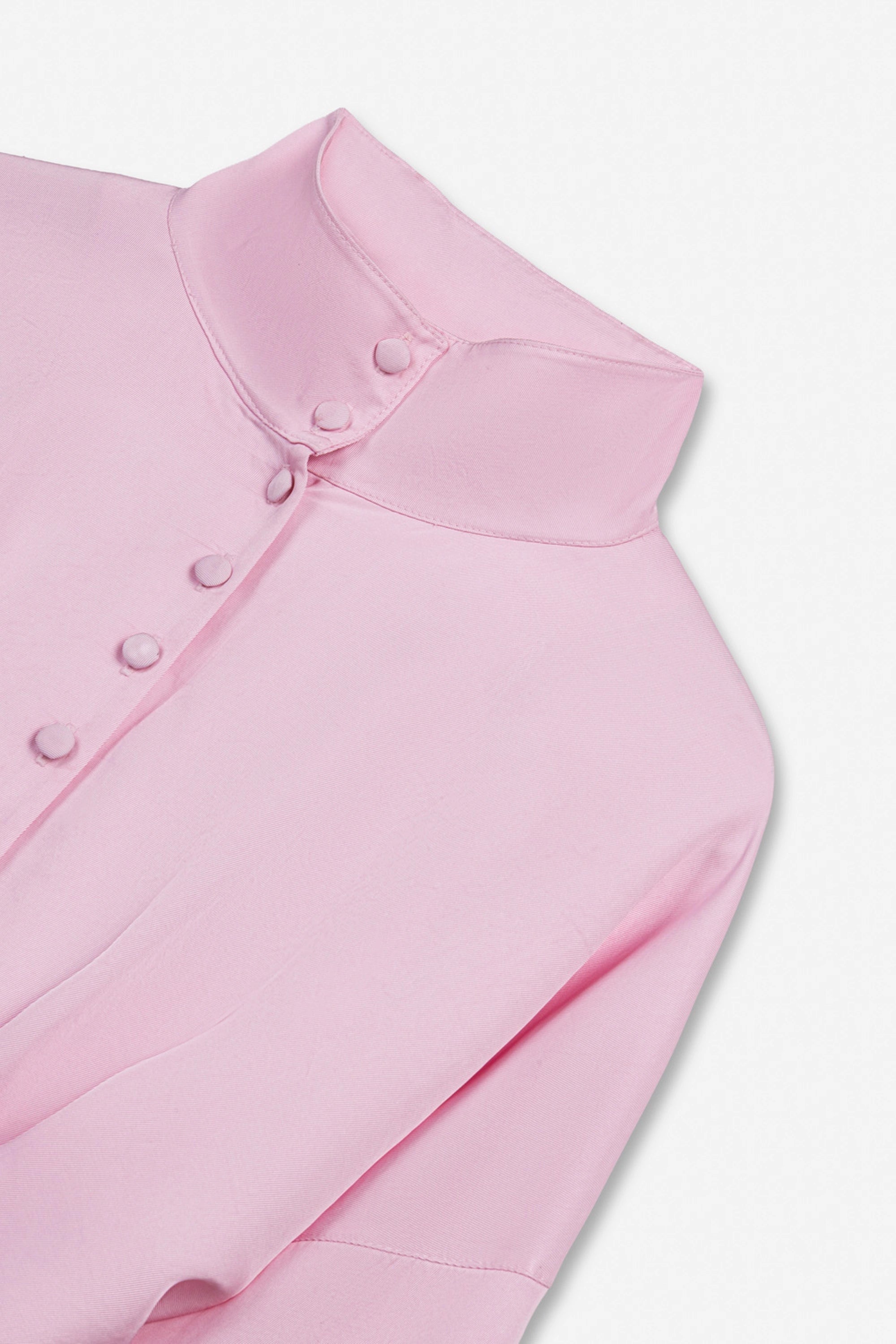 Tie Detail Stand Collar Shirt