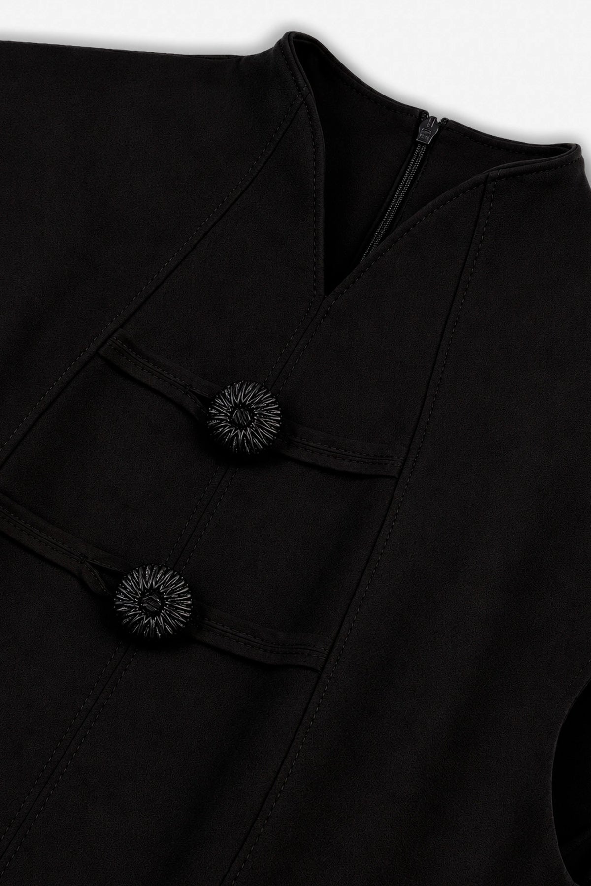 Padded-Shoulder Button-Detail Maxi Dress