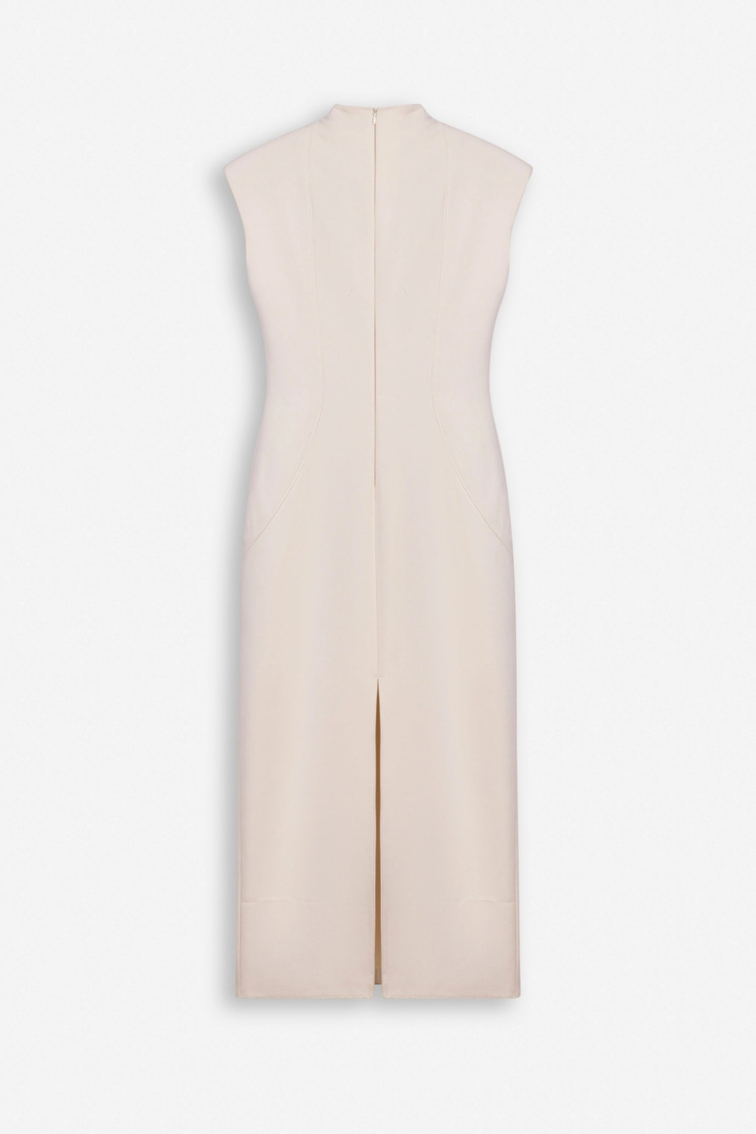 Padded-Shoulder Button-Detail Maxi Dress